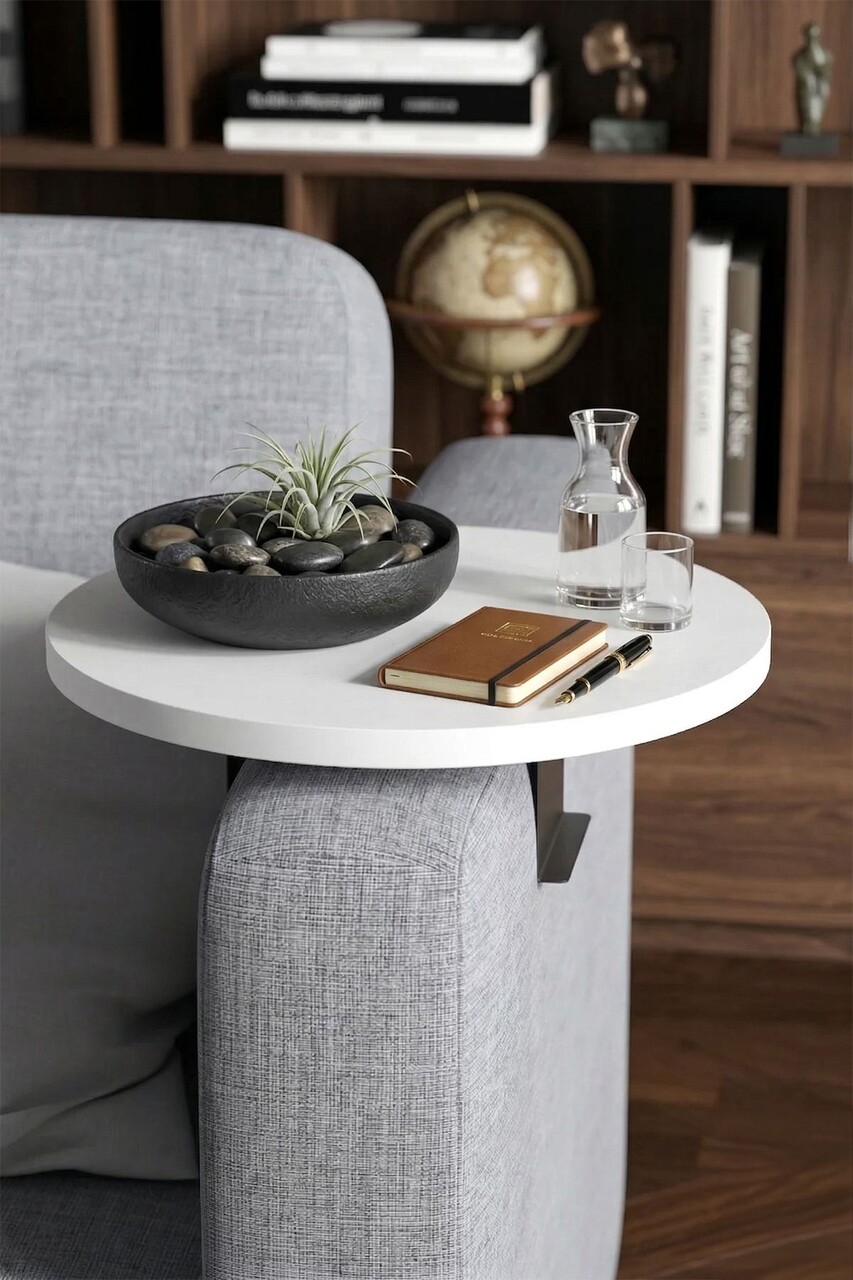 Masuta pentru cotiera canapea, Hanah Home, Artmtksofa1, 32x10x32 cm, Alb - view 3