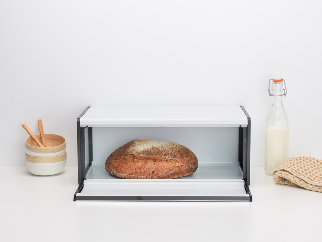 Cutie pentru paine, Brabantia, Fall Front, 46.5x25x18.7 cm, otel, alb - imagine 6