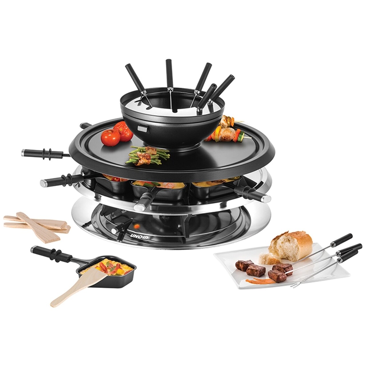 Plita electrica Raclette multi 4 in 1, Unold, 40 x 40 cm, 1300 W - imagine 2