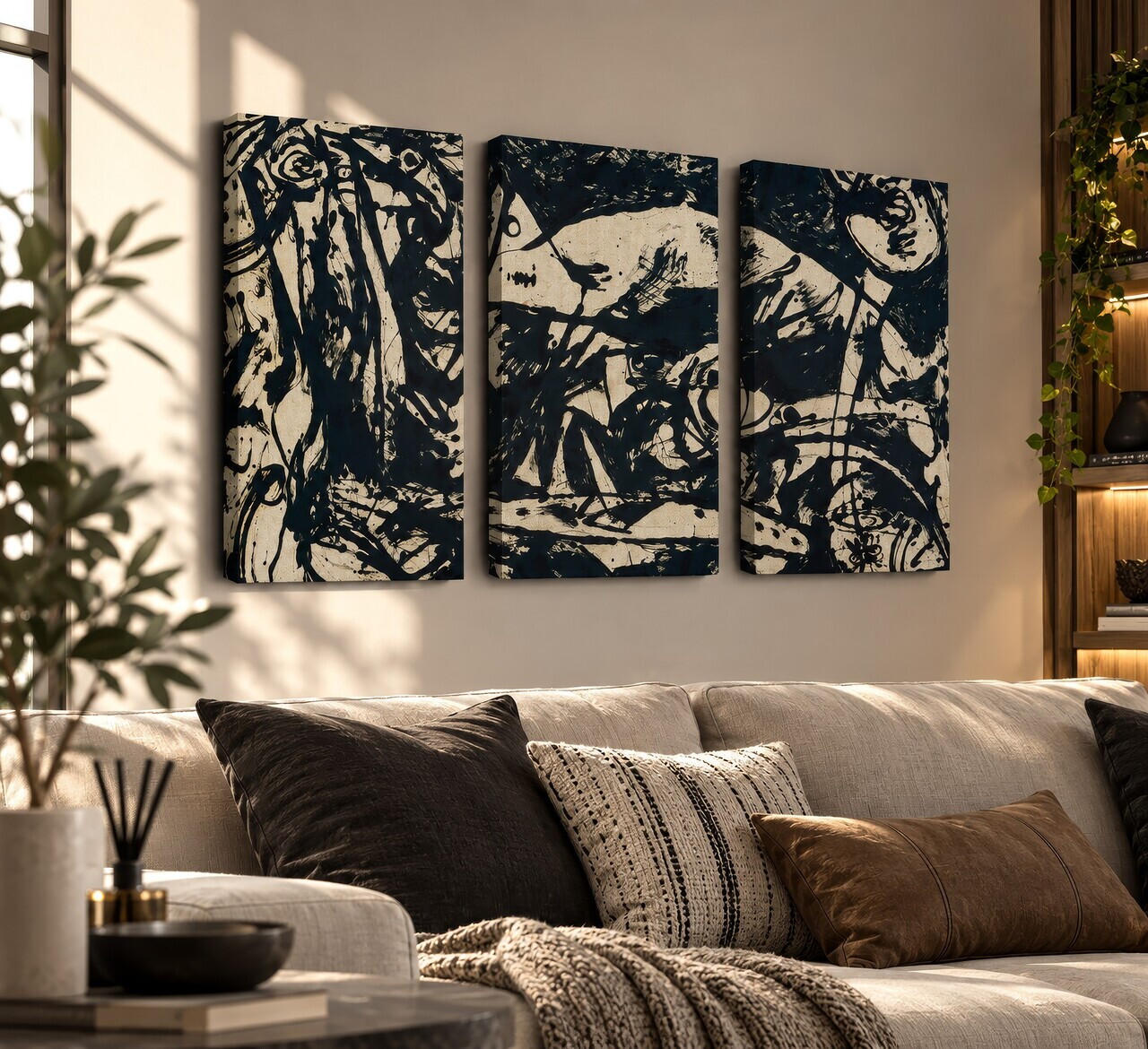 Tablou decorativ, 3PAN-CNV-3047, Dimensiune: 60 x 40 cm (3 bucăți), Multicolor — imaginea 2