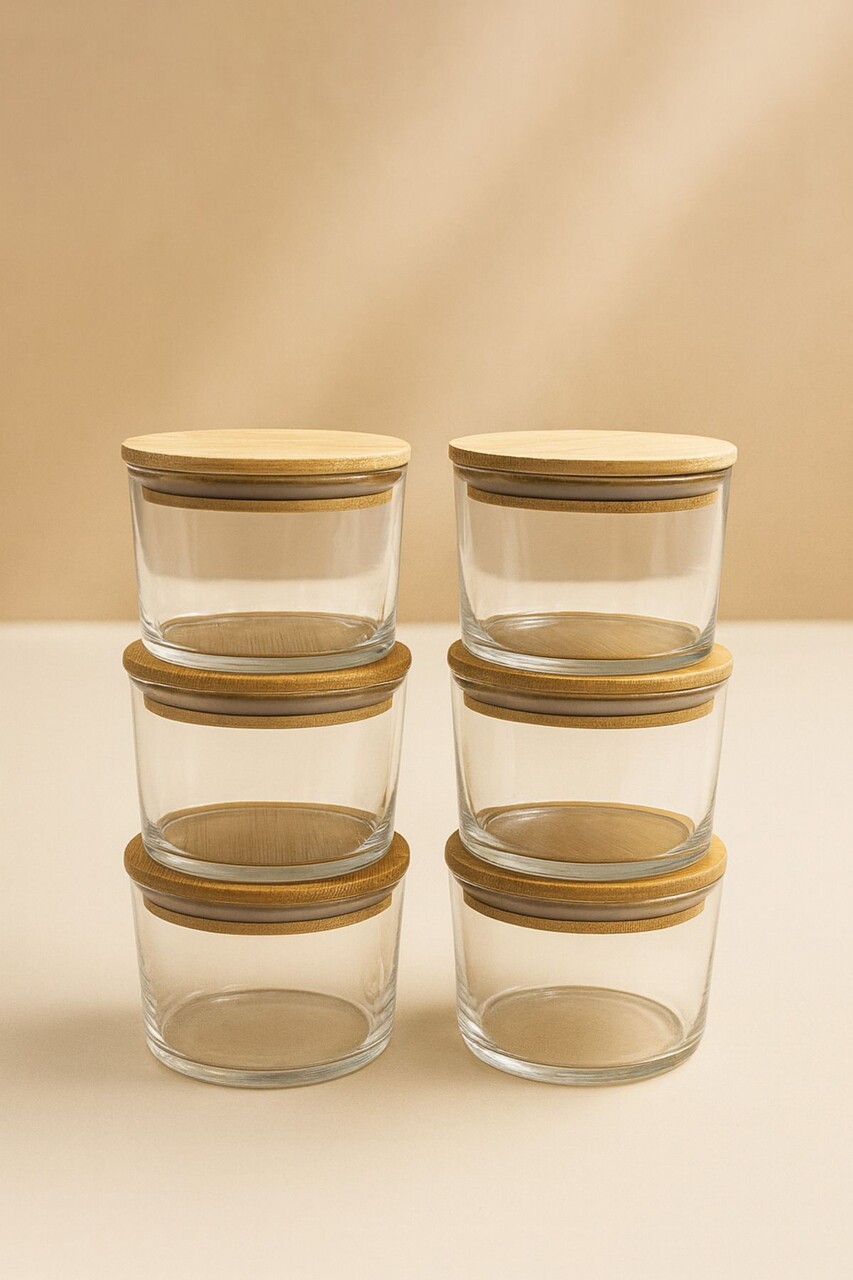 Set recipiente depozitare, Hermia, 409PBH1409, Capac din bambus: (6 bucăți), Transparent - imagine 4