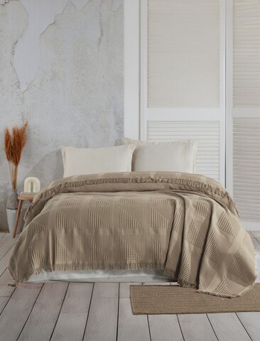 Cuvertura matlasata dubla, Sirius - Beige, Şaheser, Bumbac