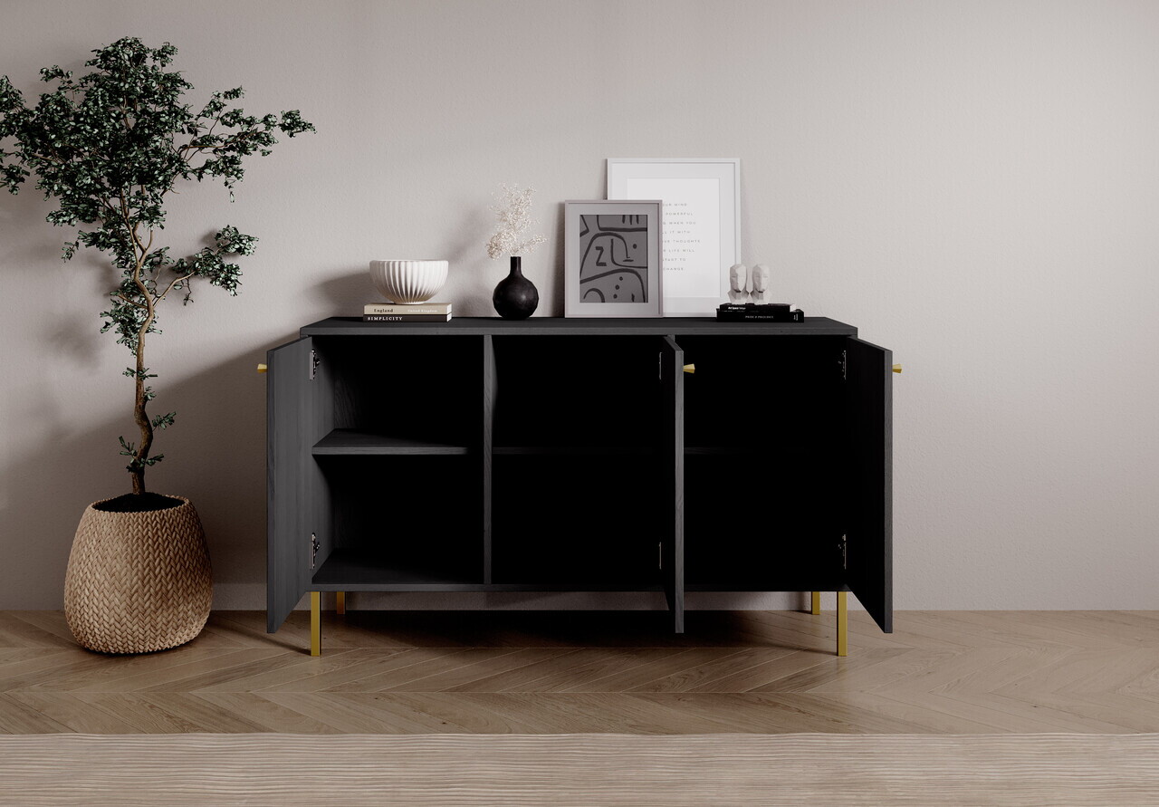 Comoda ADRK, Tili 3D, 124.5x40.8x73.9 cm, PAL laminat, negru — imaginea 6