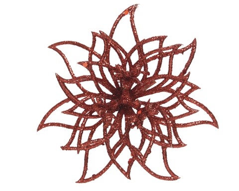 Decoratiune Poinsettia, Decoris, 14x5 cm, plastic, rosu
