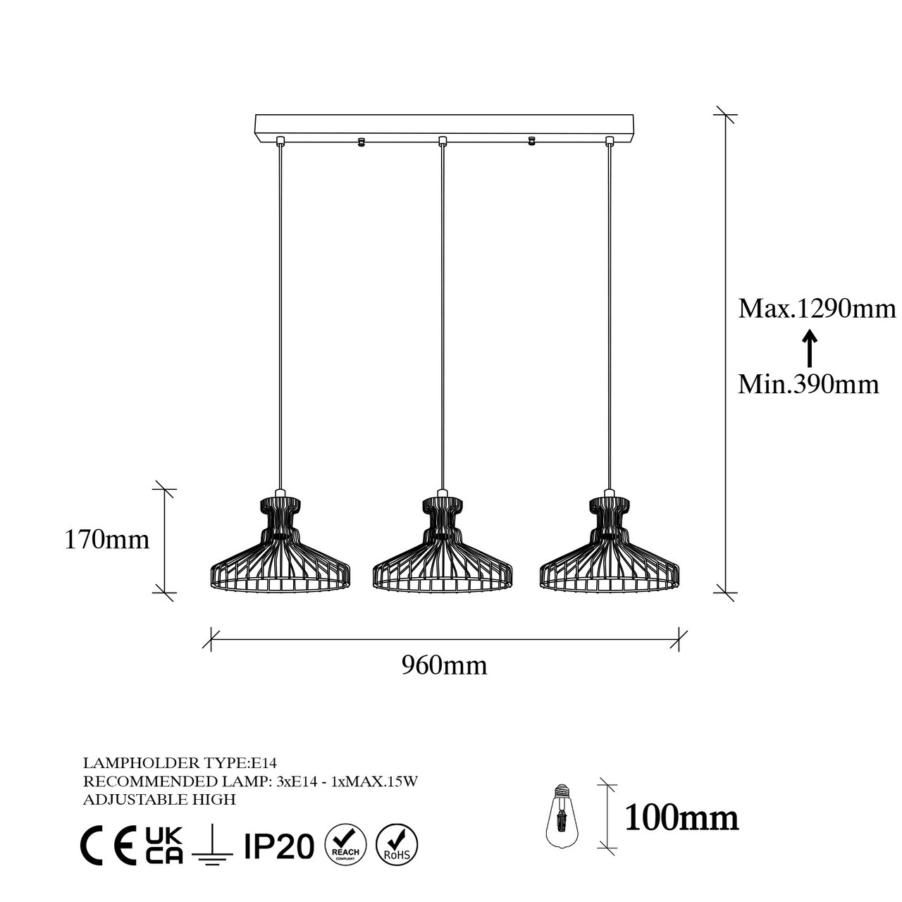 Lustra, Fulgor, 942FLG2145, Metal, Negru/Maro antic