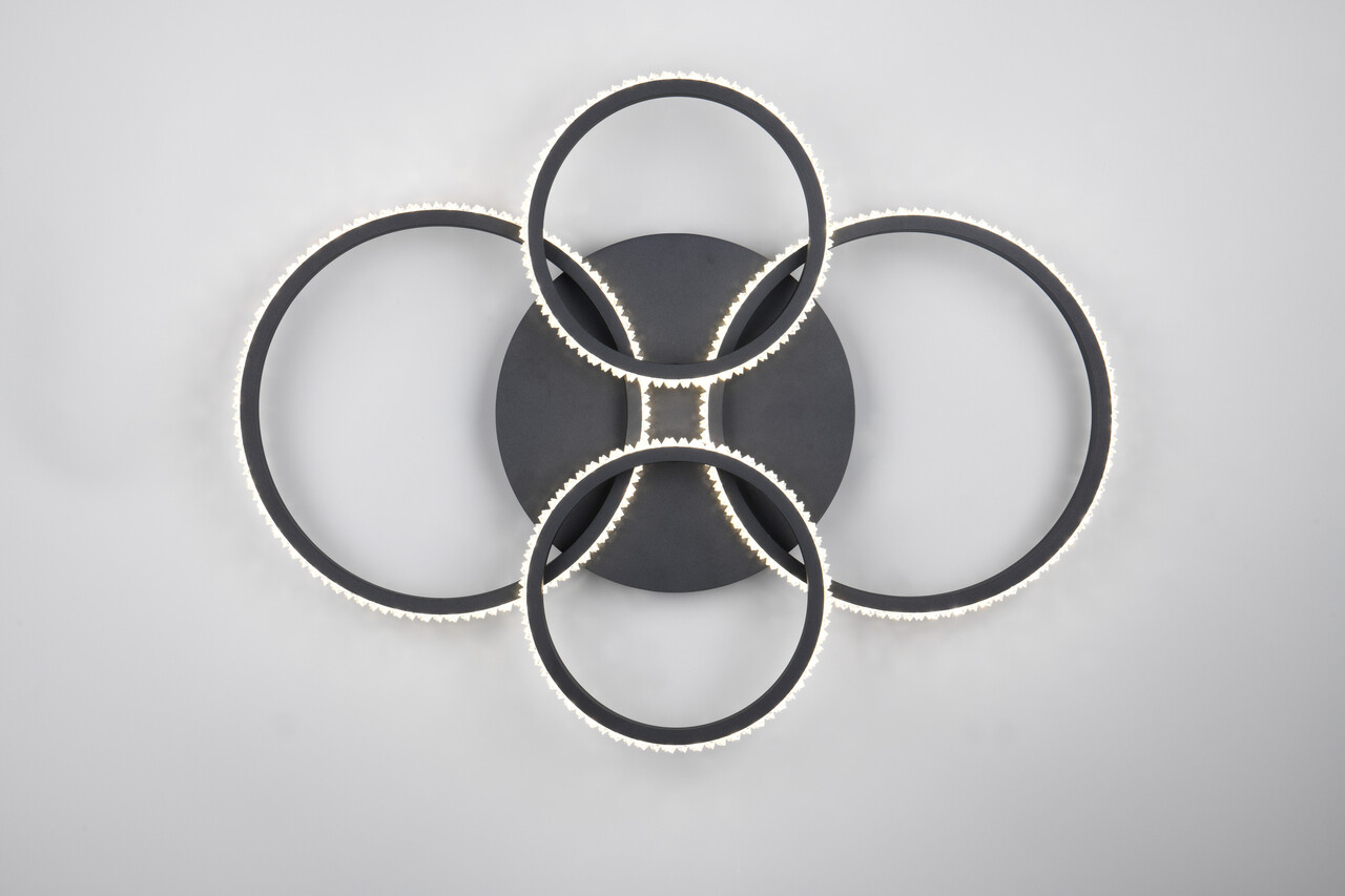 Plafoniera Cires, RL, 65.5x49.5x8.5 cm, 27W, 1x SMD, metal, negru mat