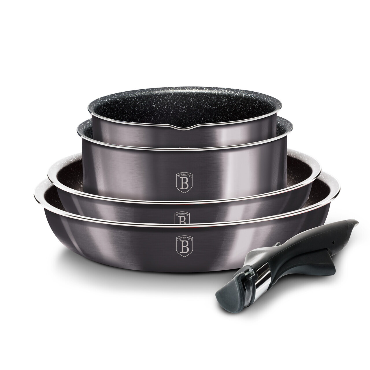 Set pentru gatit Berlinger Haus, Carbon Pro, 9 piese, aluminiu, gri inchis - imagine 3
