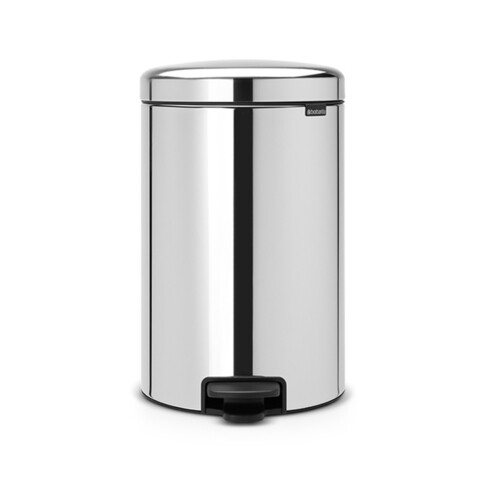 Cos de gunoi cu pedala, Brabantia, NewIcon Brilliant Steel, 20 L, 38x29x46.7 cm, otel, argintiu
