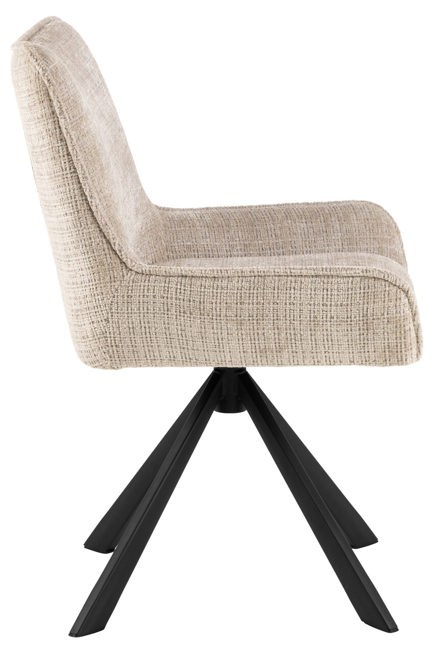 Scaun Eddie, Actona, 59x56x81 cm, rotativ, tesatura Chenille/otel, bej - view 7