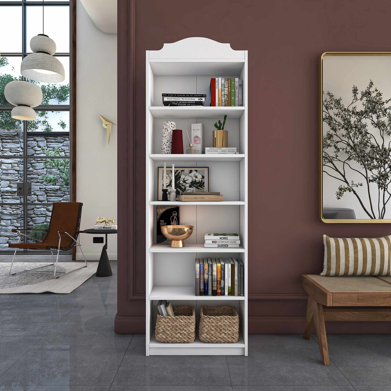 Corp biblioteca, Hanah Home, HC131, 60x187.8x25 cm, Alb — imaginea 2