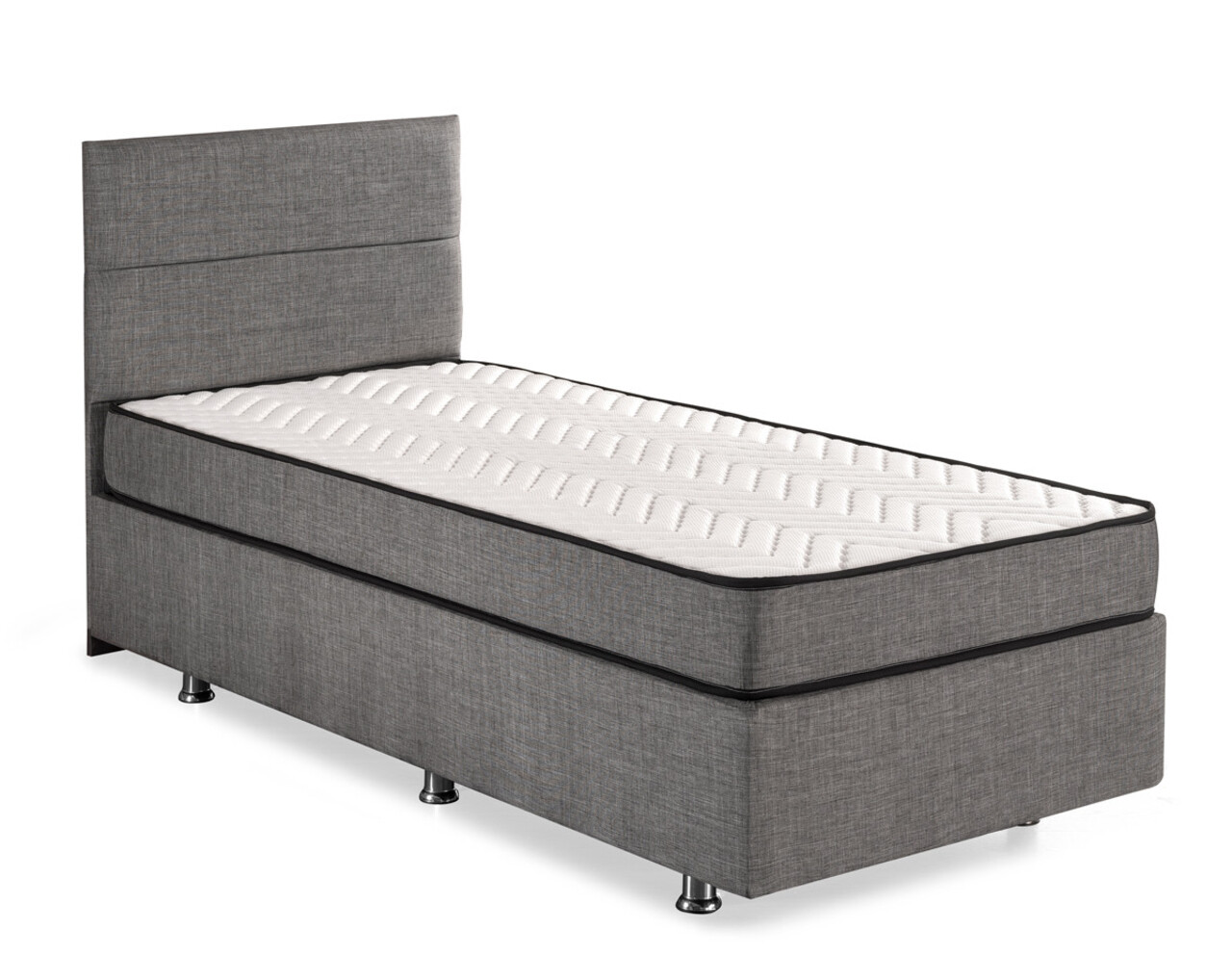 Saltea single, Base & Headboard, Niron, Argintiu, 100x38x200 cm, Cadru: OȚEL, Gri - 1 | YEO