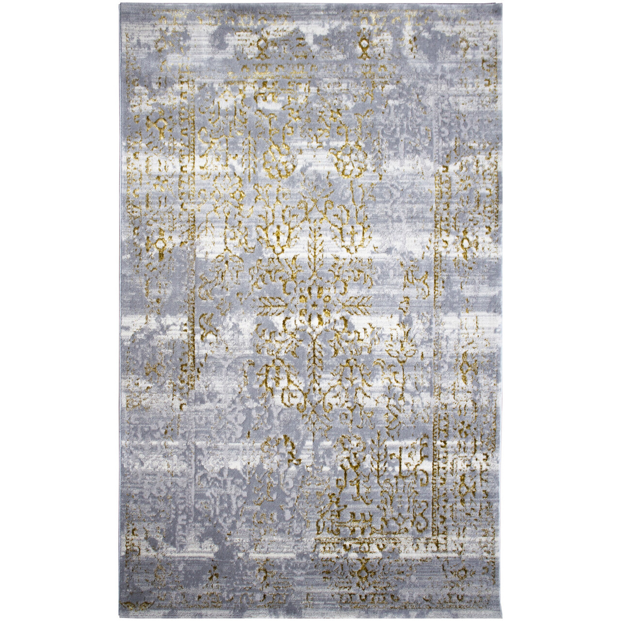 Covor, HE18 , 200x290 cm, Polipropilena, Gri / Alb / Auriu