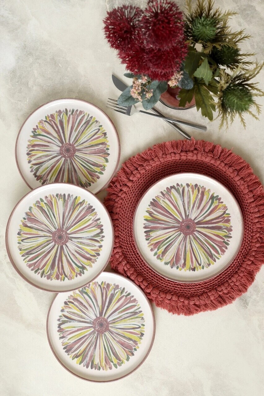 Set farfurii pentru desert, Hermia, 275KRM2600, Dimensiune: 22 cm (4 bucăți), Multicolor
