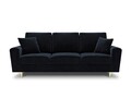 Canapea extensibila 3 locuri, Moghan, Micadoni Home, GL, 235x100x88 cm, catifea, albastru inchis