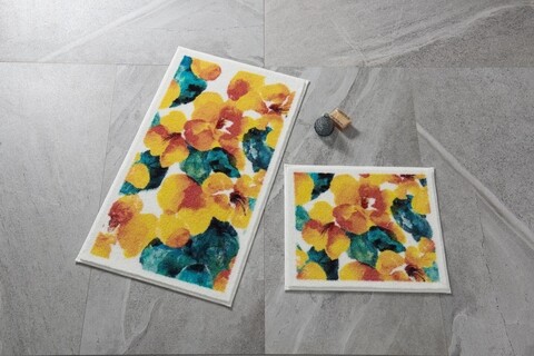 Set 2 covorase de baie flamingo, confetti, 50x57 cm/57x100 cm, galben