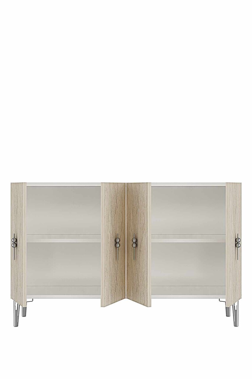 Consola, Hanah Home, Ayshe 120, 120x75x32 cm, White / Travertine / Silver — imaginea 7