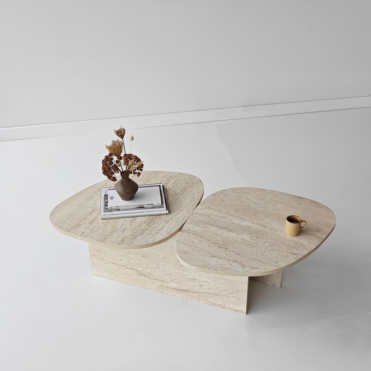 Masuta de cafea, Hanah Home, Stones, 125x38x60 cm, Travertin - view 3