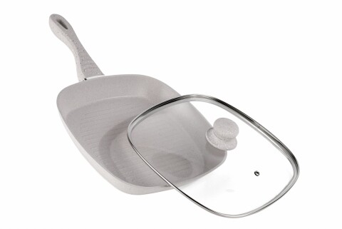 Tigaie grill + capac Mozaik, Heinner Home, 28 x 4 cm, aluminiu, bej Aluminiu imagine noua 2022