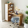Set birou si biblioteca, Hanah Home, 2074, 143.2x143.2x50 cm, PAL MELAMINAT, Pin Atlantic / Alb