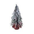 Decoratiune Mini Tree Snowy, Decoris, H20 cm, alb/rosu