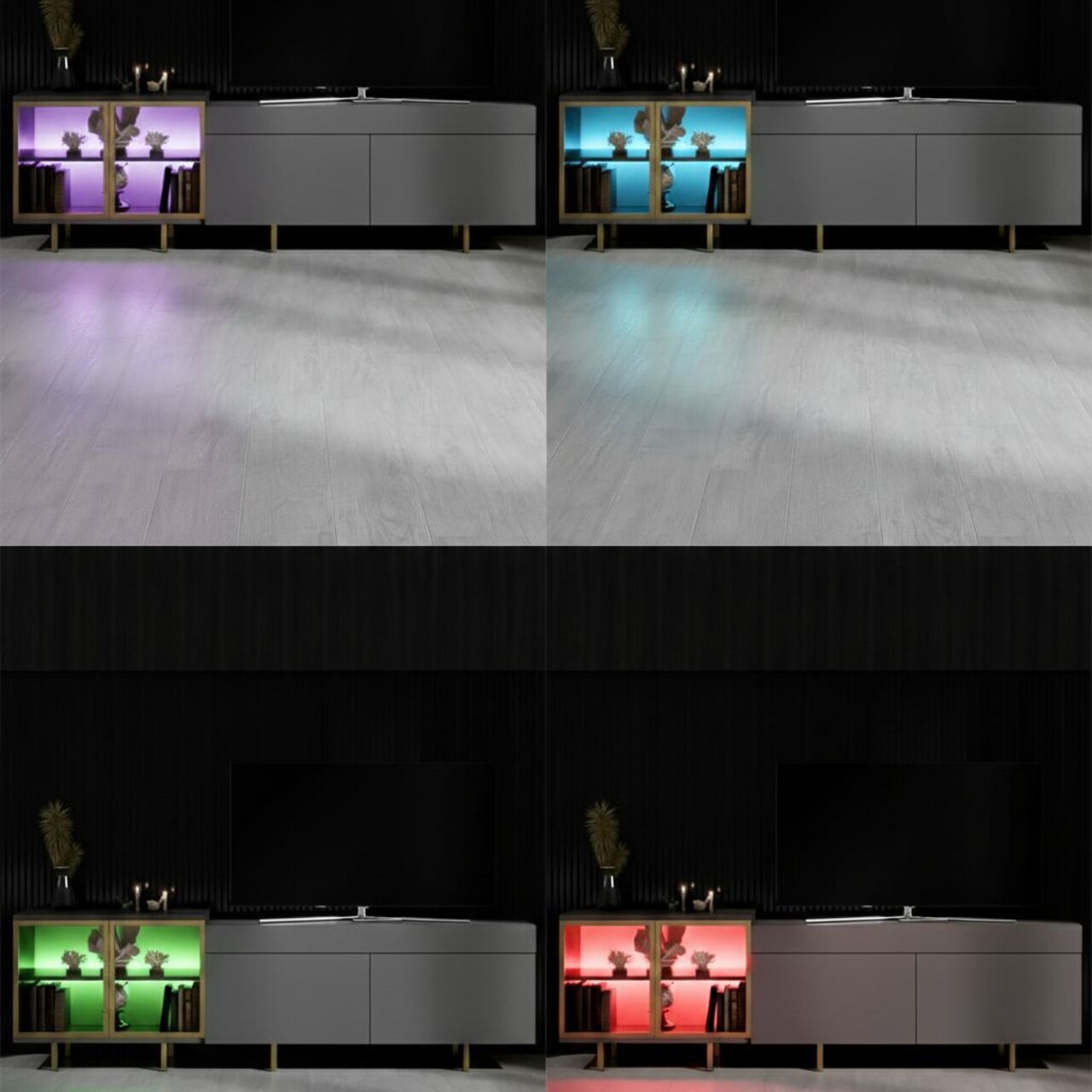 Comoda TV, Hanah Home, Vienna, 190x57x37 cm, Antracit / Aur - view 3