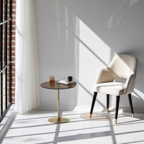 Masa de colt, Neostill, Chill-Out, 50 x 50 x 50 cm, sticla temperata/metal, auriu/bronz auriu/bronz