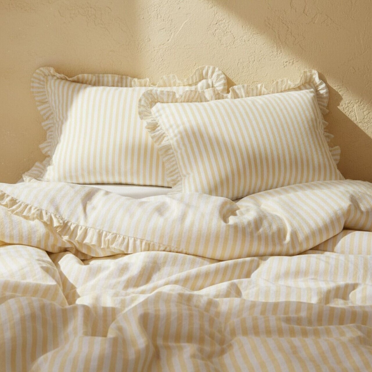 Lenjerie de pat King Size, Trudy, Homla, 200x220 cm, 3 piese, bumbac, galben/alb - view 8