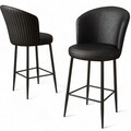 Set scaune  de bar 4 piese, Charlotte, Uras, Metal, Negru