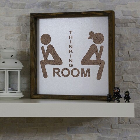 Tablou decorativ, kzm030, mdf, decupat cu laser, maro/alb