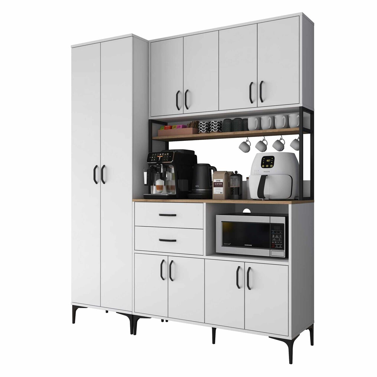 Dulap multifunctional, Hanah Home, JE261, 180x218.6x45 cm, Alb/Maro — imaginea 7