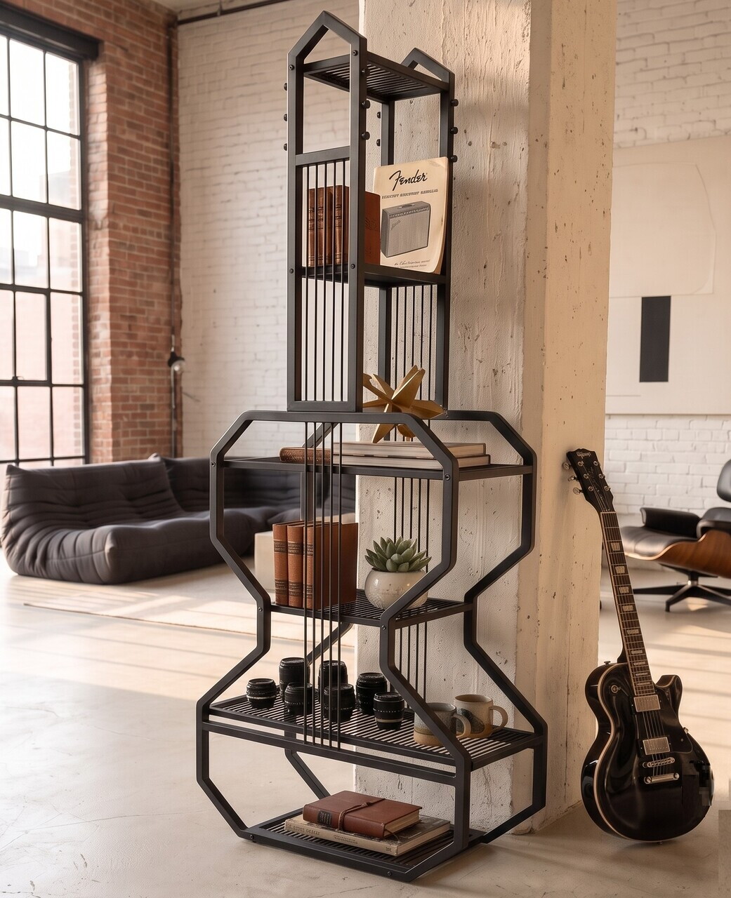 Corp biblioteca, Hanah Home, Trio, 29x169x39 cm, Negru — imaginea 3