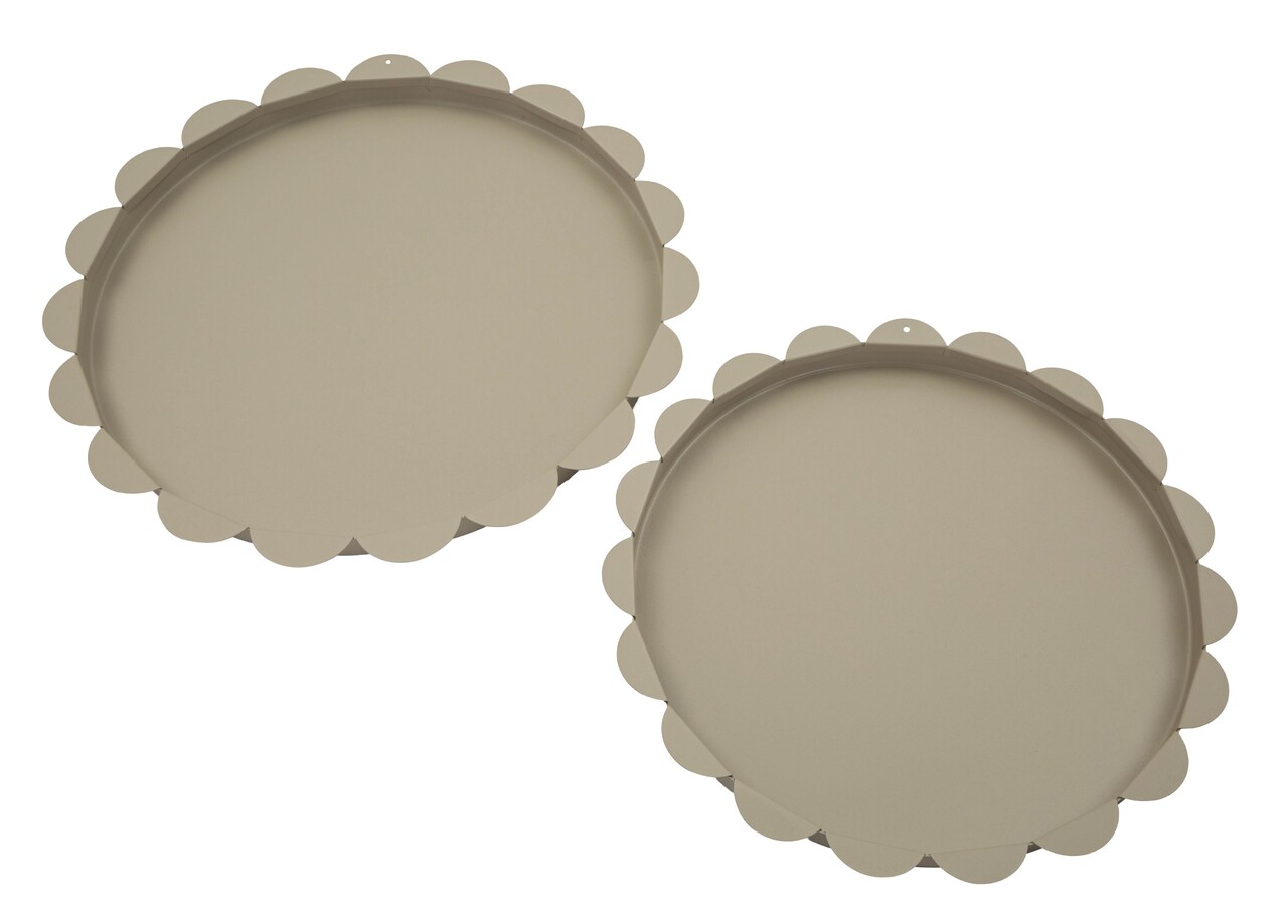 Set 2 tavi decorative, Mauro Ferretti, Saturn, 33x33x2 cm, metal, gri dove - imagine 4