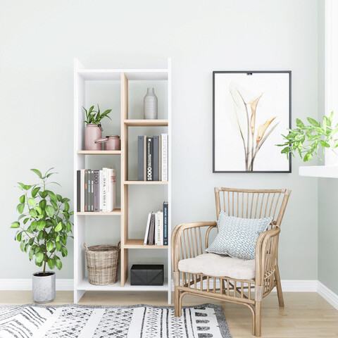 Corp biblioteca, Colman, Eden, 63.2x25x160 cm, Stejar alb Colman