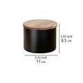Cutie depozitare alimente, Wenko, Mio, 11 x 11 x 8.5 cm, 0.5 L, lemn/sticla/silicon, negru/maro