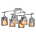 Plafoniera, Evea, L.55 l.38 H.26 cm, 6 x E27, 60W, metal/sticla, argintiu/alb