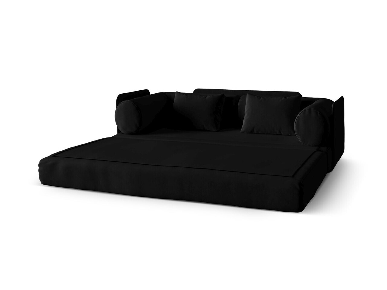 Canapea extensibila 3 locuri, Dreamy, Micadoni Home, 206x95x70 cm, catifea, negru — imaginea 4
