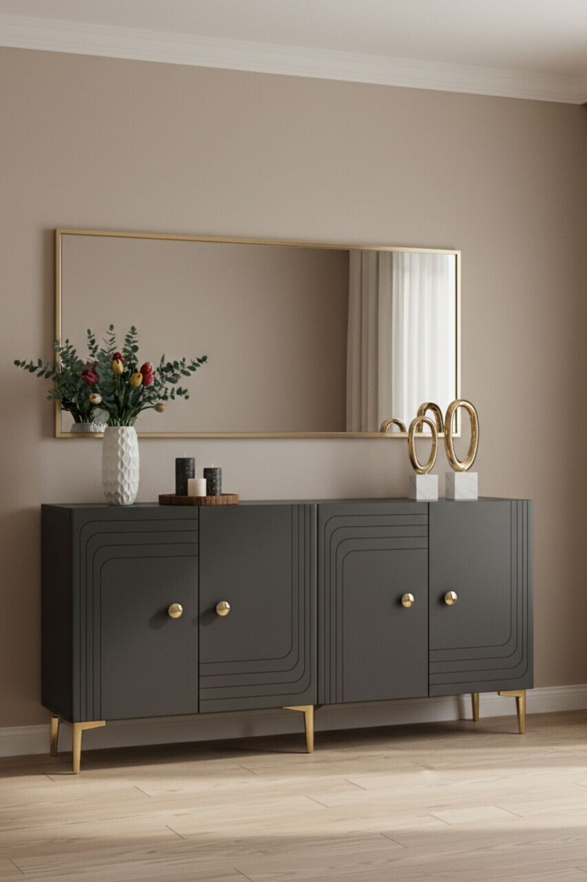 Consola, Hanah Home, Lessi 150, 150x75x32 cm, Antracit