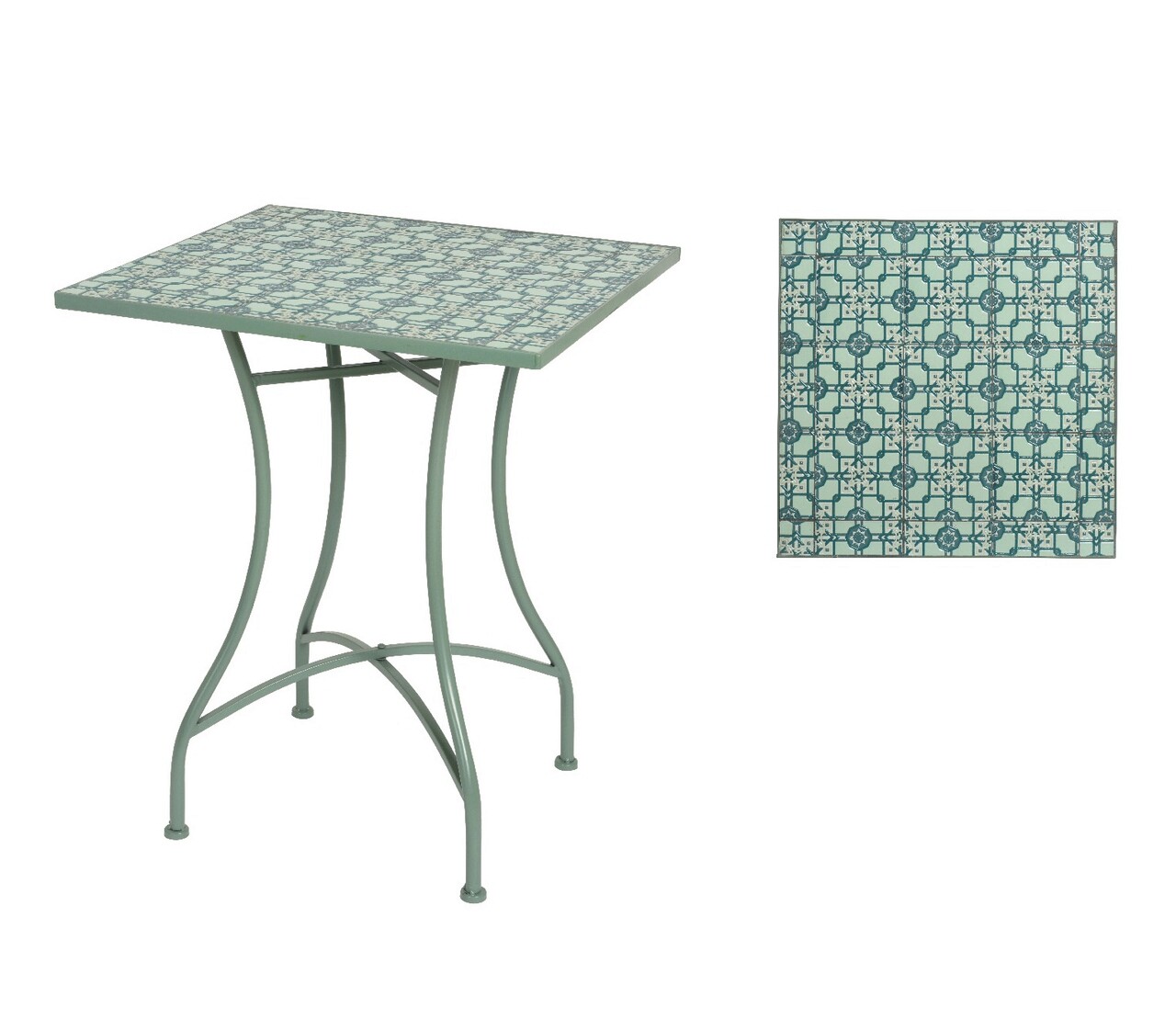 Masa pentru gradina Orleans, Decoris, 58 x 58 x 72 cm, pliabil, fier/ceramica, verde - 1 | YEO