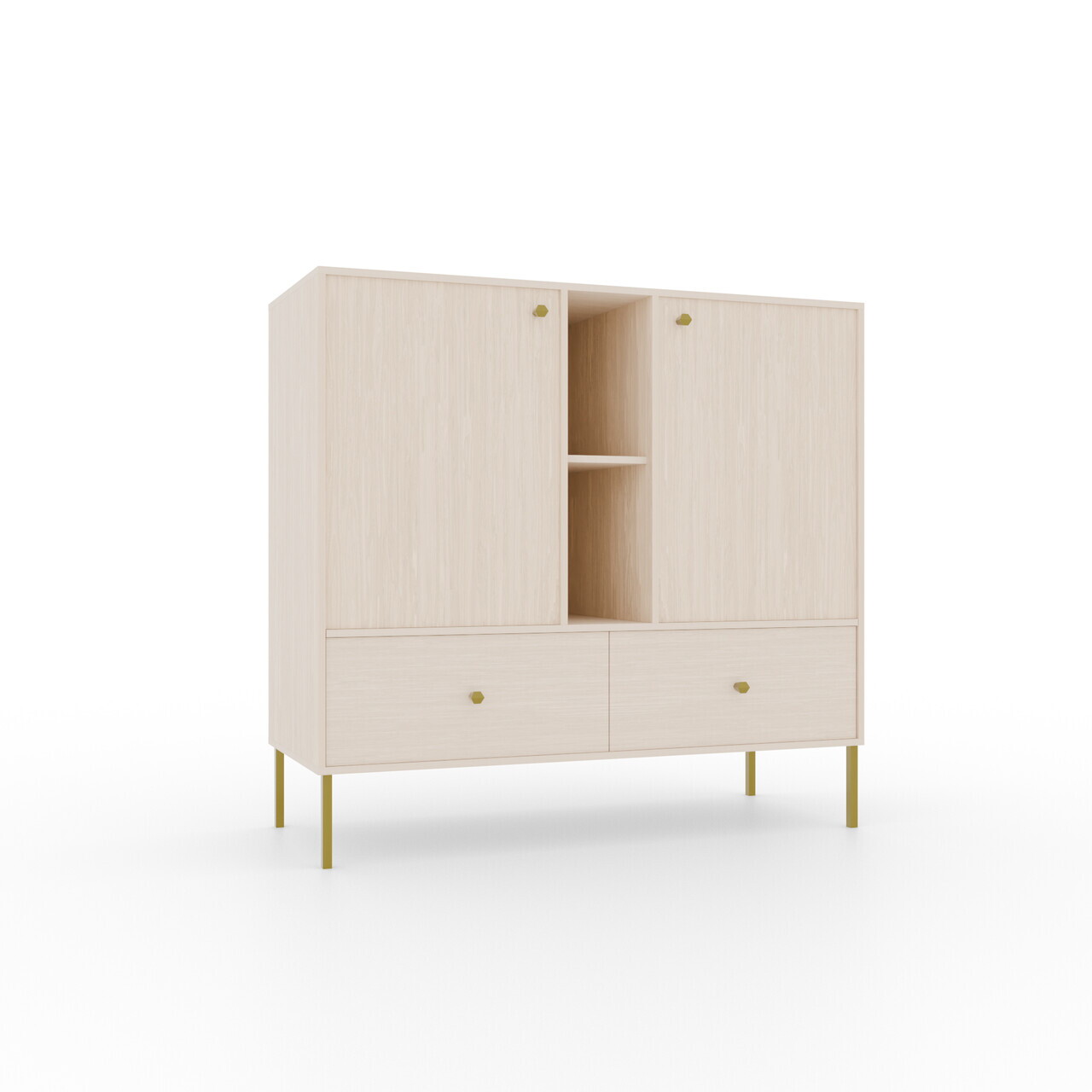 Comoda ADRK, Tili 2D 2S 2P, 100.2x40.8x95 cm, PAL laminat, bej — imaginea 2