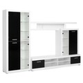 Mobilier living cu LED, 4 piese, Pamela, 284 x 40 x 195 cm, PAL/sticla, alb/negru