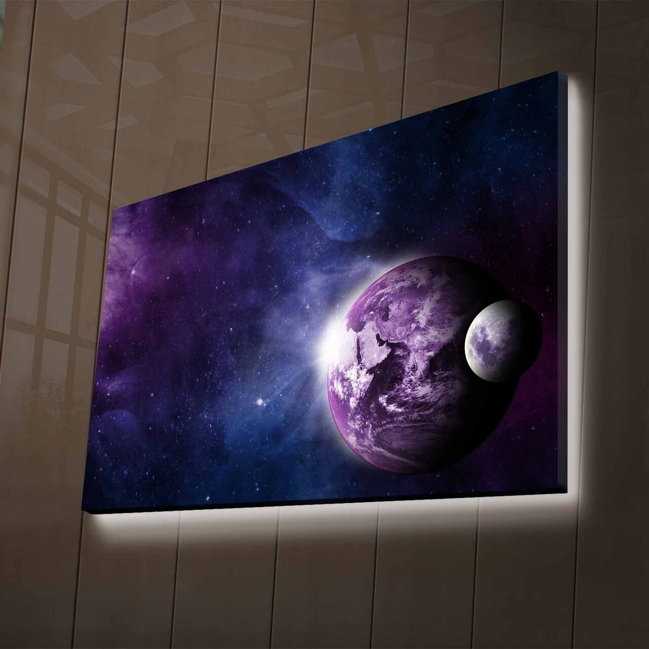 Tablou decorativ cu lumina LED NASA-020 Dimensiune: 45 x 70 cm Multicolor