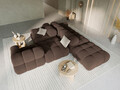 Canapea modulara 4 locuri cotiera stanga, Bellis-51, Micadoni Home, 282x94x70 cm, catifea, maro inchis