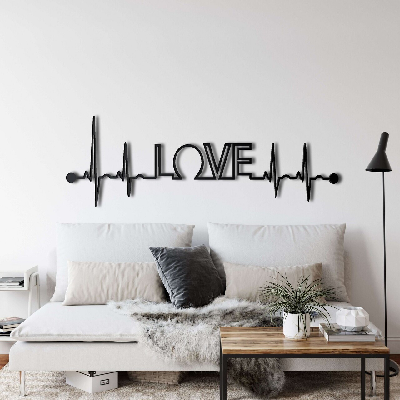 Decoratiune de perete, 5048, Metal, Dimensiune: 60 x 20 cm, Negru