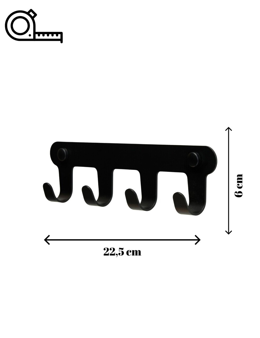 Cuier de perete, Hanah Home, Smart 4, 22.5x6x3 cm, Inox, Negru - view 5