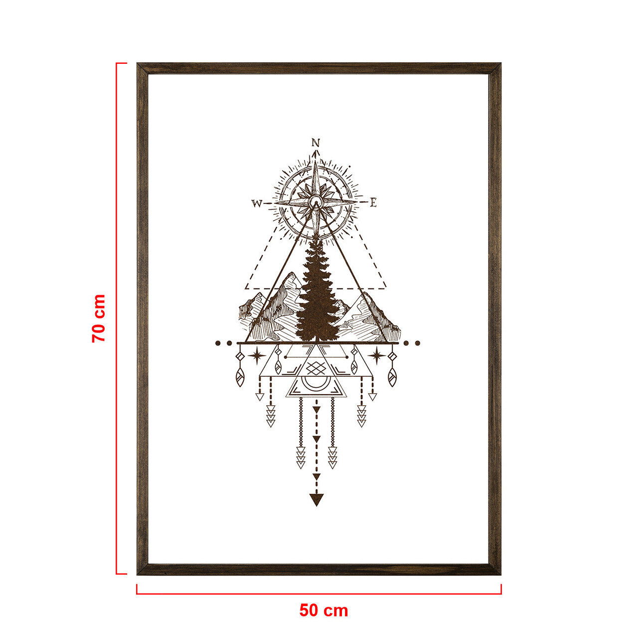 Tablou decorativ, TD076, Lemn, Desenat manual, Natural