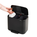 Cos de gunoi cu pedala, Brabantia, Bo Pedal, 3x11 L, 36.3x54x44 cm, otel, negru mat