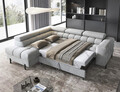 Coltar extensibil stanga 5 locuri ELTAP, LT-05PA, Ferucce, 276x200x93 cm, lemn/poliester, gri deschis