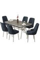 Set masa extensibila si scaune (7 piese), Hanah Home, Nis, Antracit / Crom