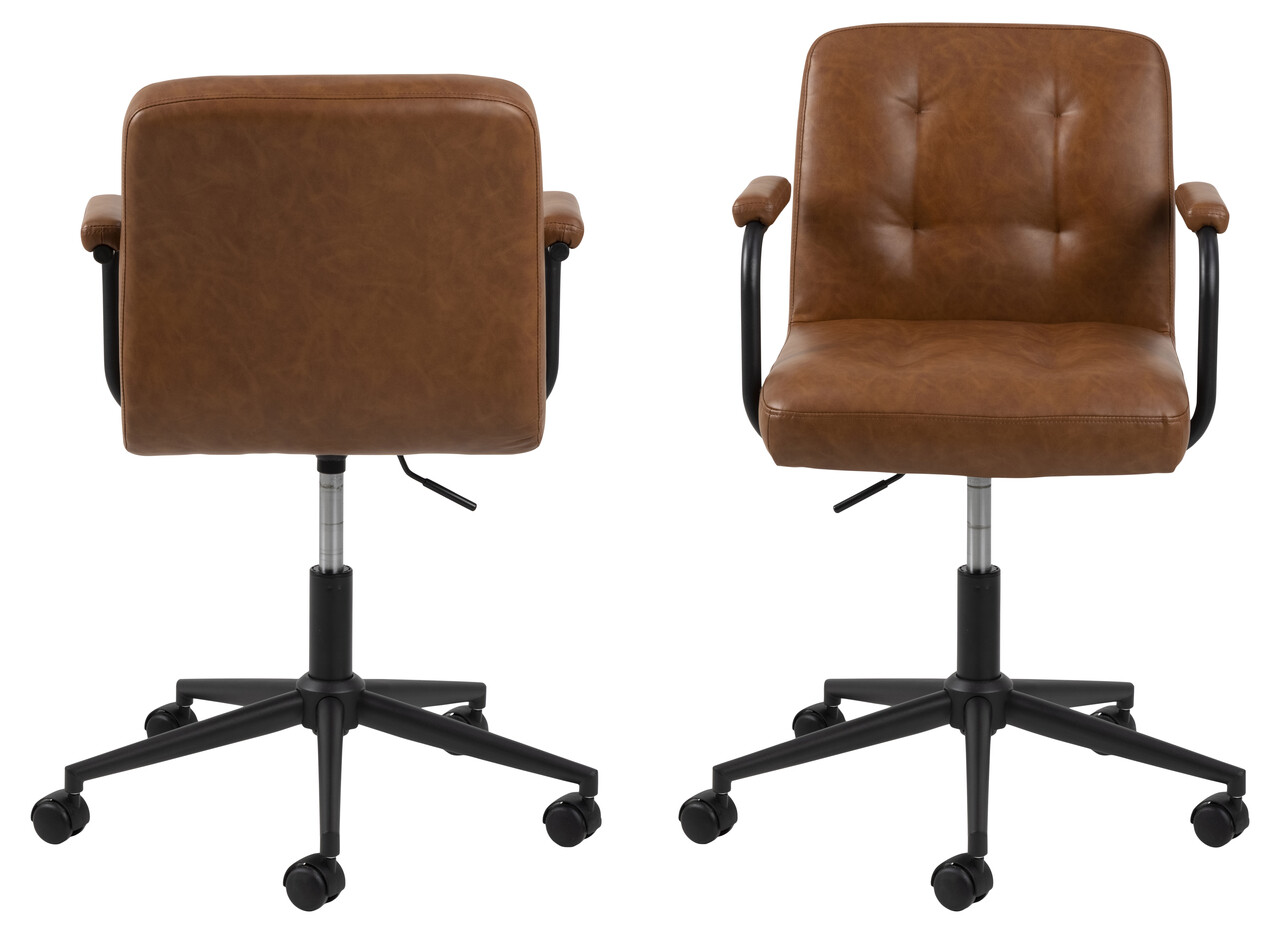 Scaun de birou Cosmo, Actona, 56x59x88.5 cm, rotativ, piele ecologica/otel, brandy - view 8