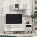 Comoda TV cu raft, Decortie, Heaton, pal melaminat, alb